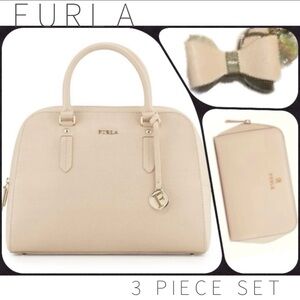 FURLA ELENA SAFFIANO HANDBAG/COSMETIC BAG/KEYCHAIN